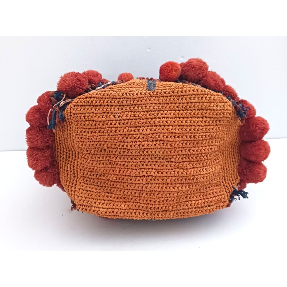 Bohemian Orange and Red Pom-Pom Shoulder Bag - Picture 9 of 16